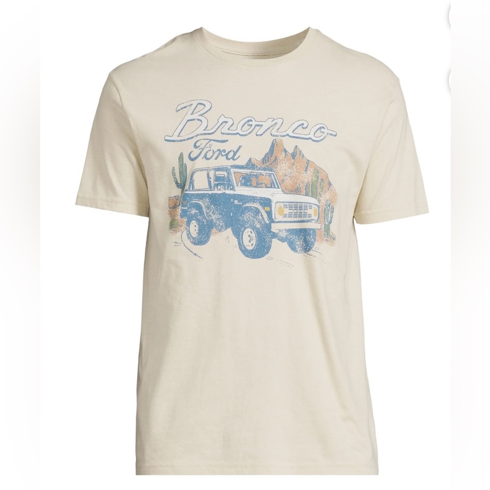 💕5/$15 Ford Bronco Unisex T-Shirt - Cream and Blue, NEW